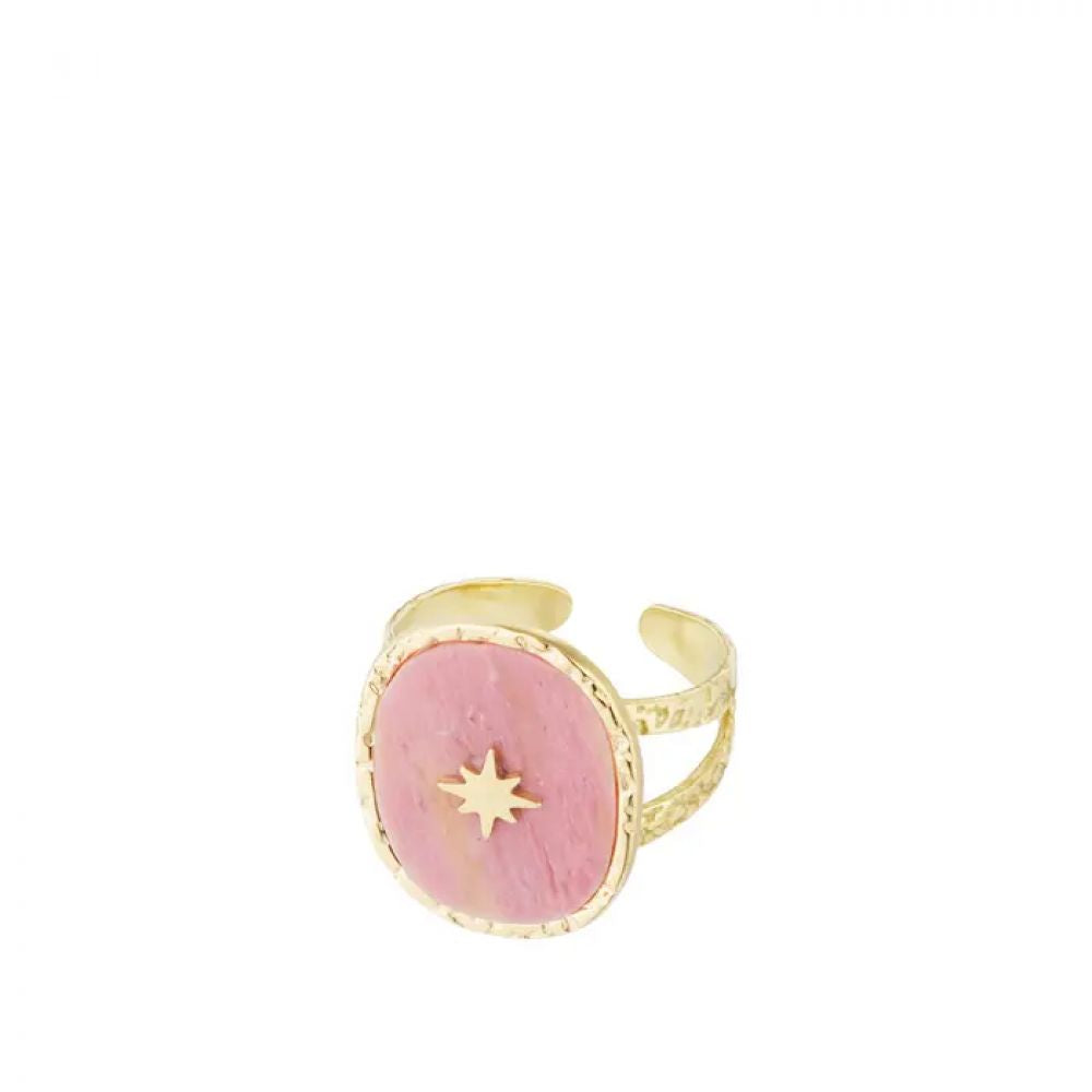 Bague pierre avec étoile - doré/rose
