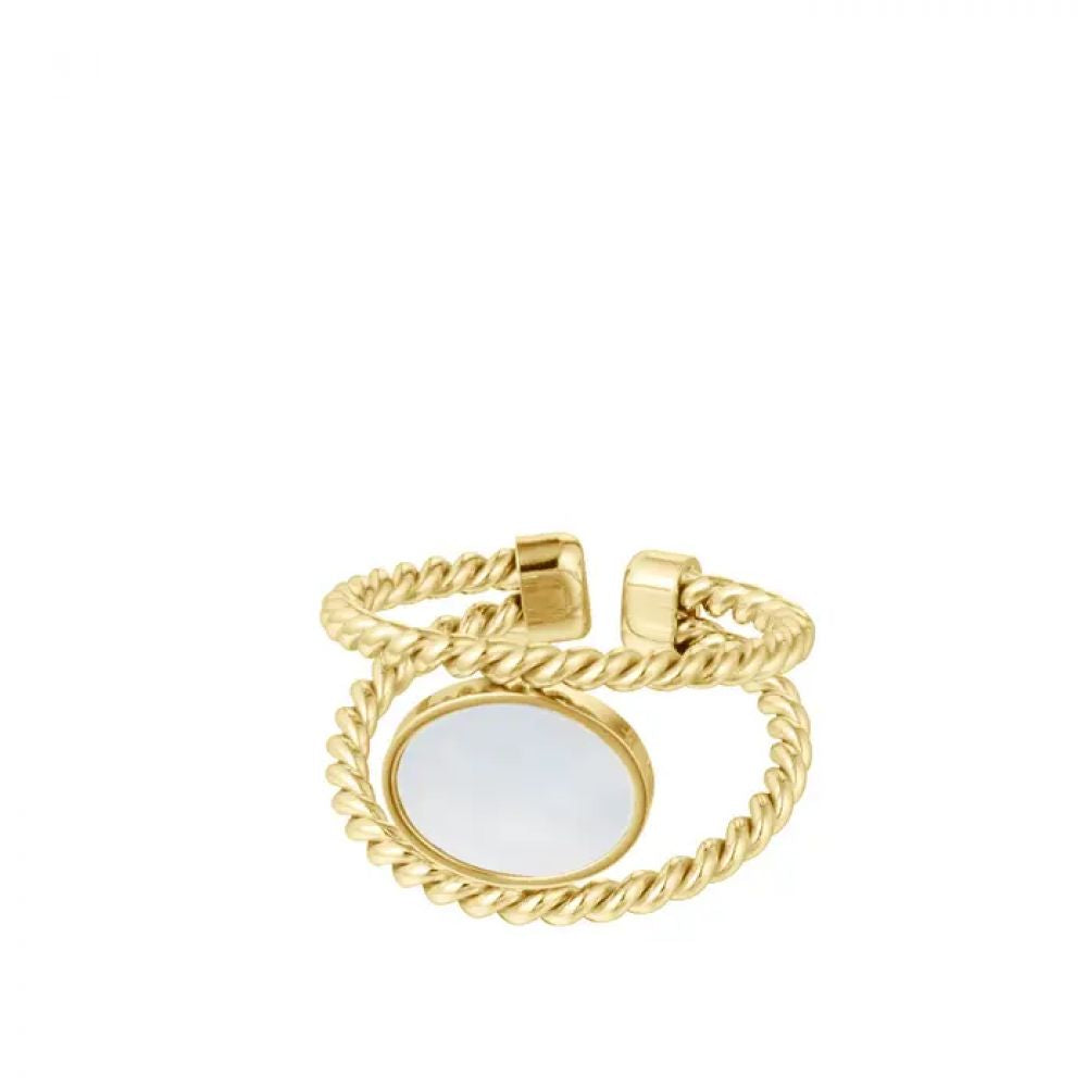 Bague torsadée avec coquillage - or