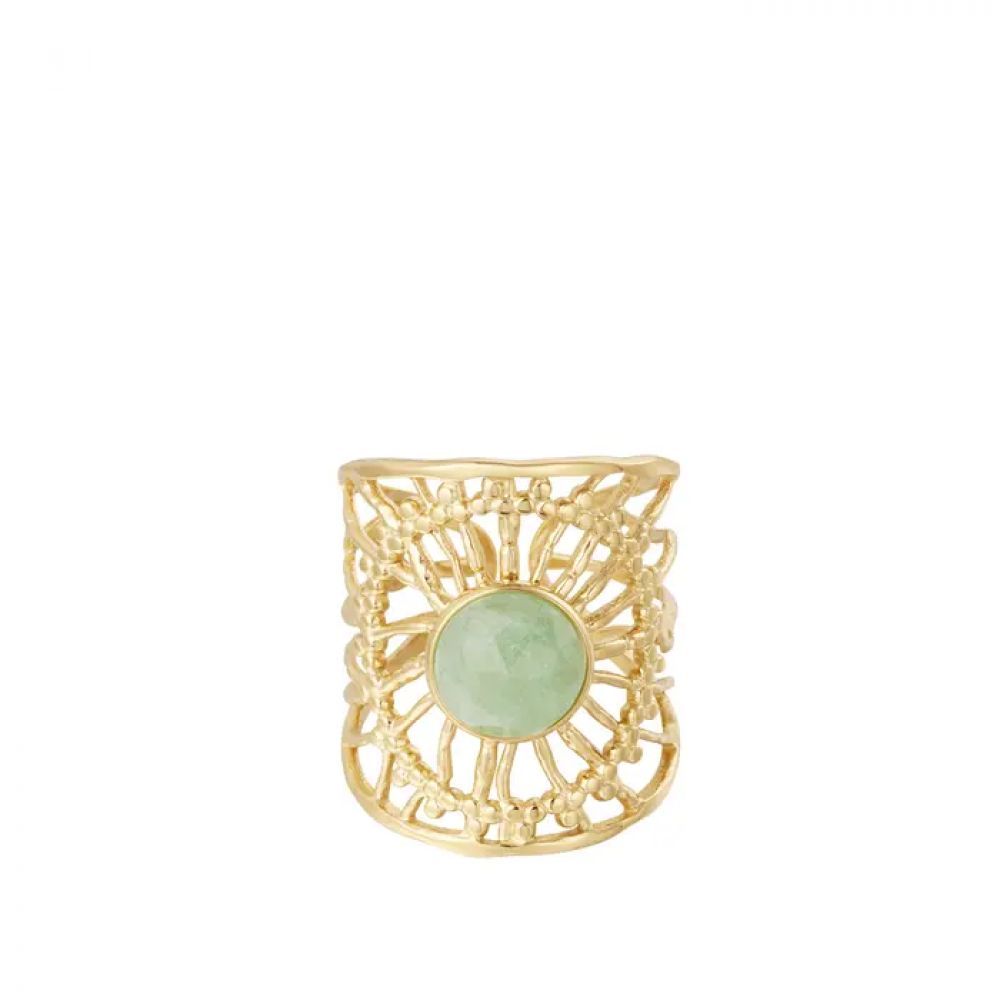Bague pierre dans la toile - vert