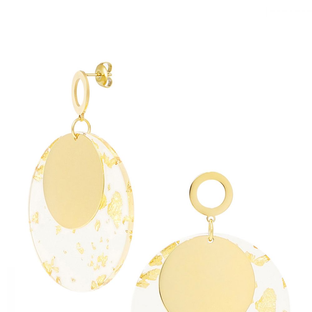 Boucles d'oreilles rondes avec imprimé - doré