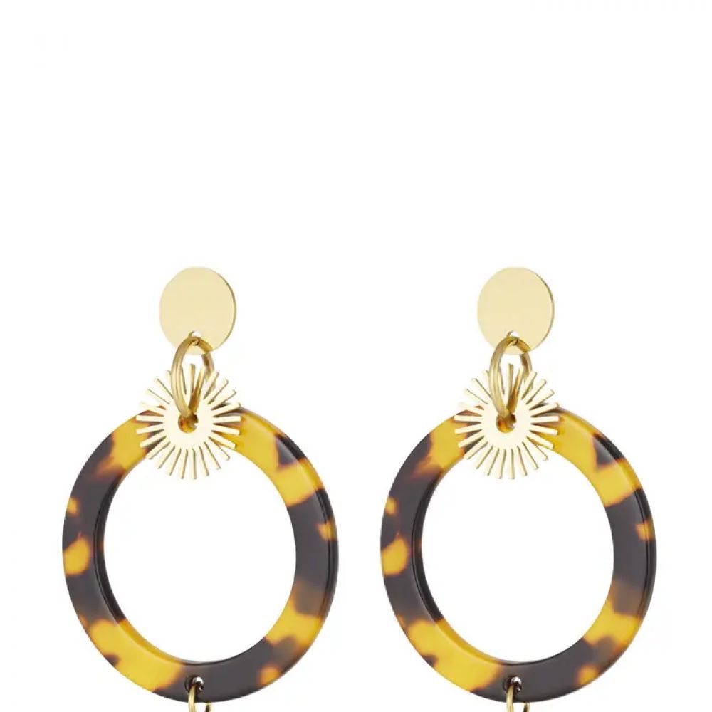 Boucles d'oreilles cercle avec imprimé - doré