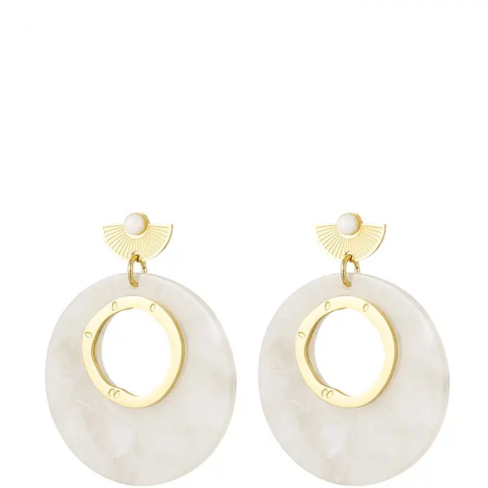 Boucles d'oreilles autour détails blancs - doré/blanc