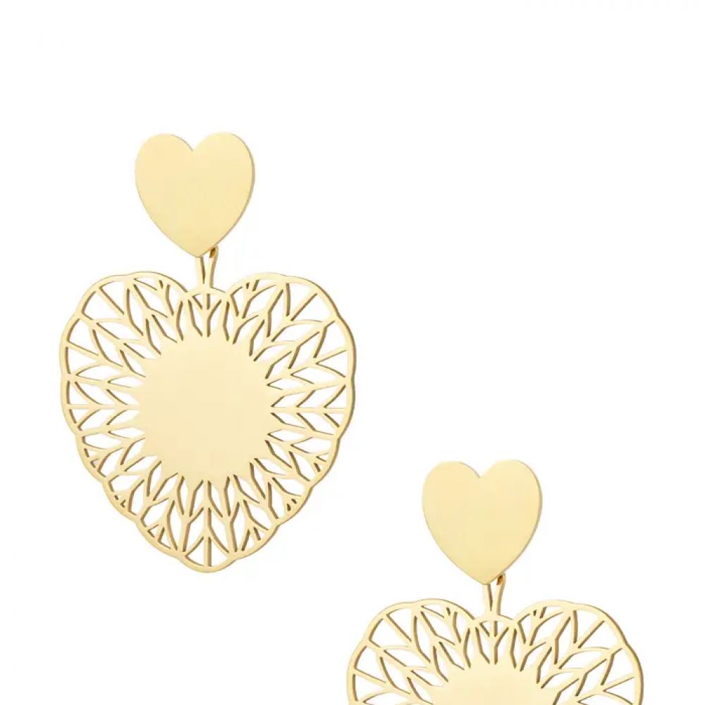 Boucles d'oreilles coeur mandela - doré